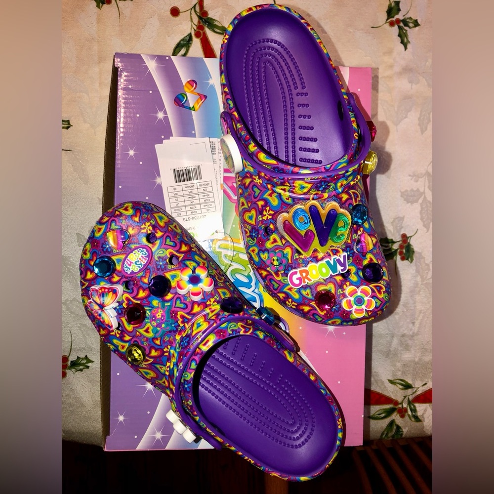 New In Box Limited Edition Classic Lisa Frank Clogs With Jibbitz Charms